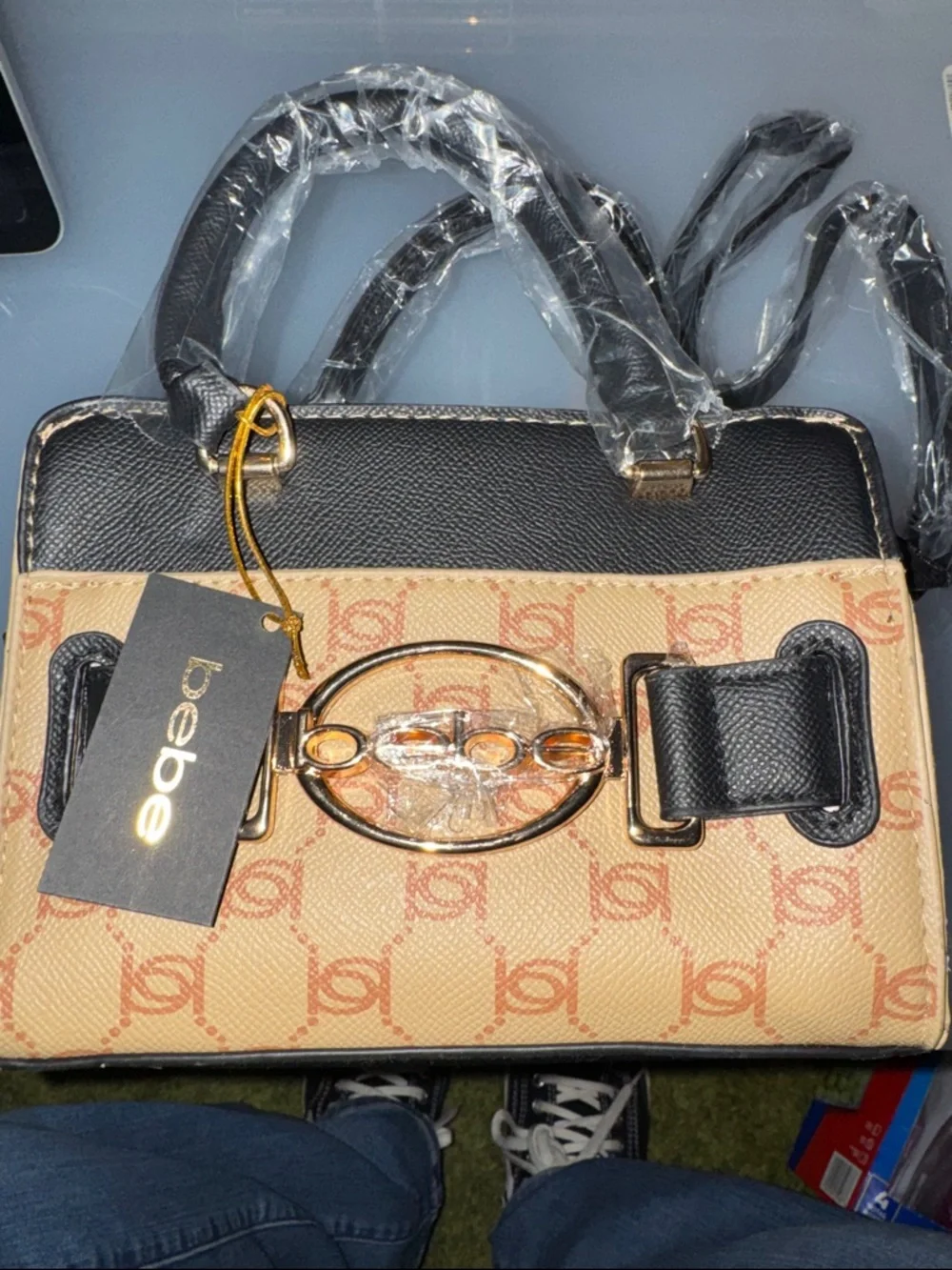 bebe monogram handle crossbody
